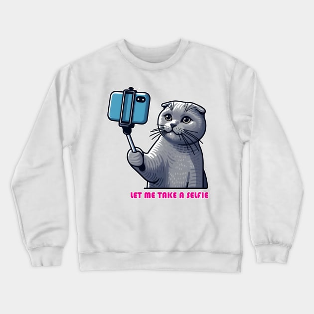 Cat Selfie Crewneck Sweatshirt by Rawlifegraphic